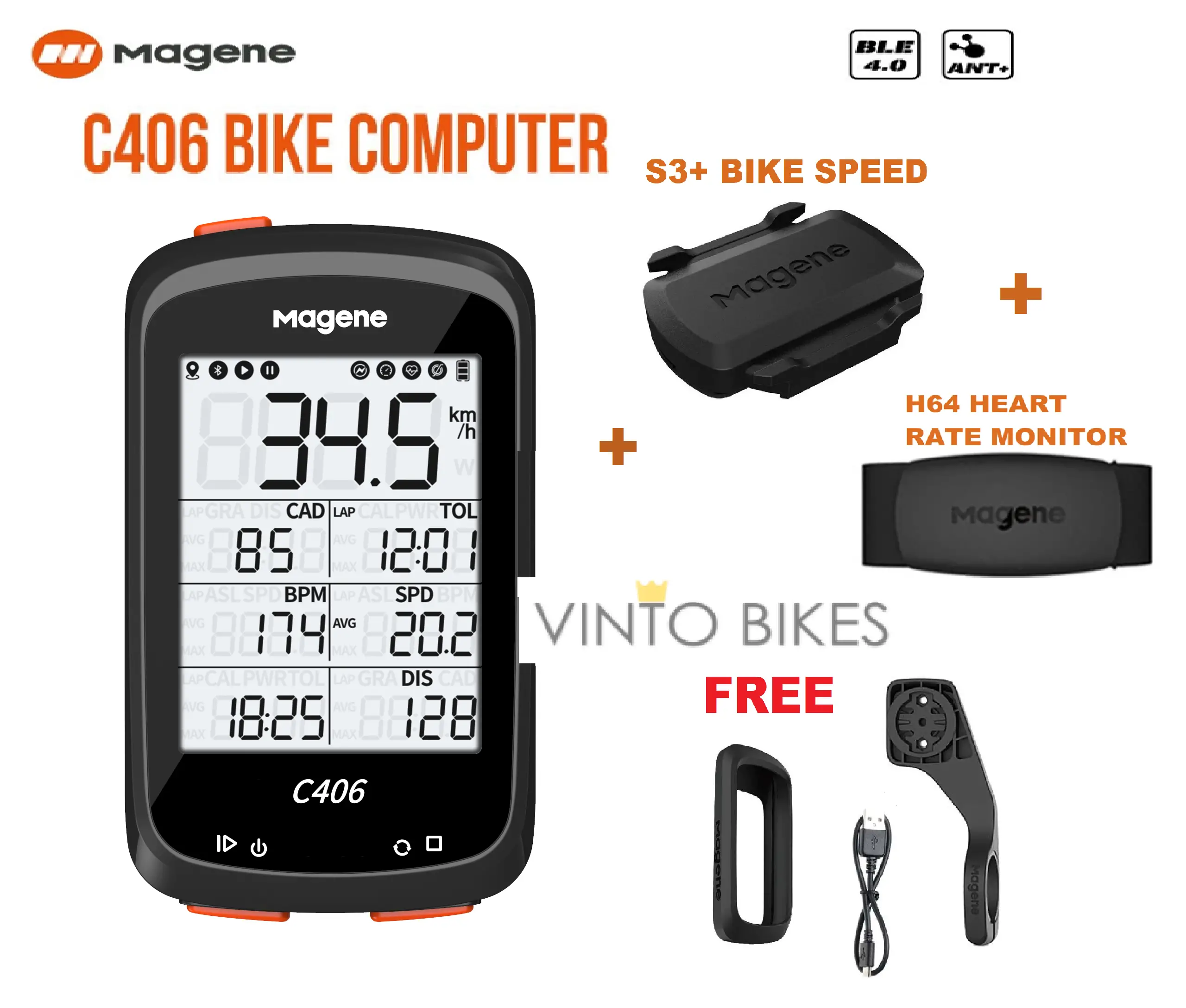 Magene C406 , Heart Rate H64 , Cadence & Speed Sensor S3+