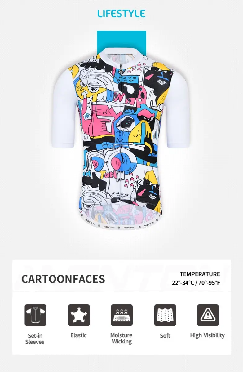 MONTON MENS CYCLING SHORT SLEEVE JERSEY LIFESTYLE CARTOONFACES