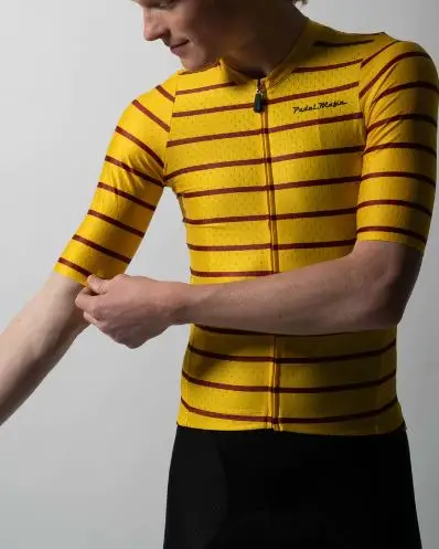 PEDAL MAFIA MENS ARTIST SERIES JERSEY PAST TIME - YELLOW VS BROWN AUTHENTIC