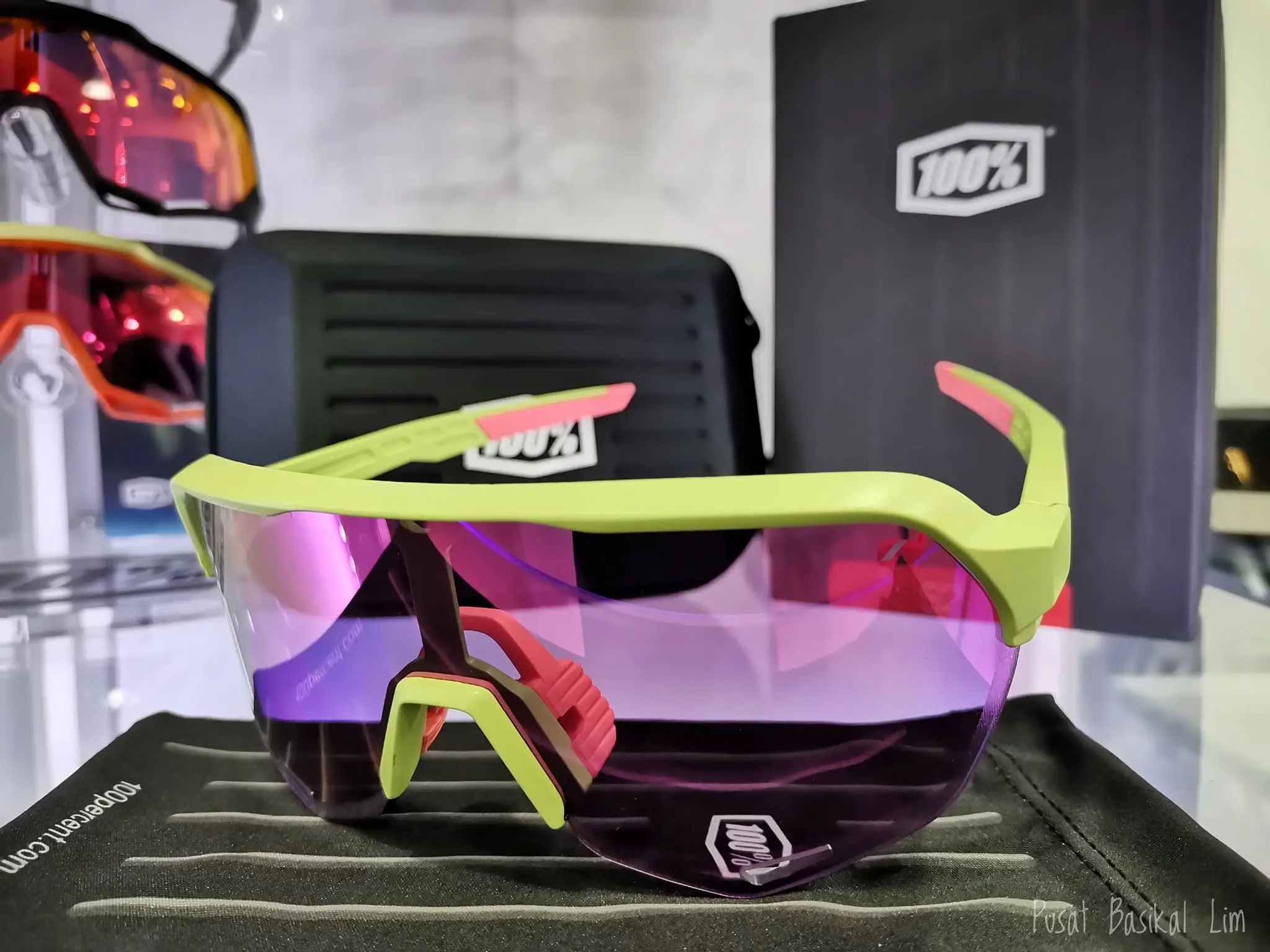 Ride 100% S2 Matte Washed Out Neon Yellow - Purple Multilayer Mirror Lens