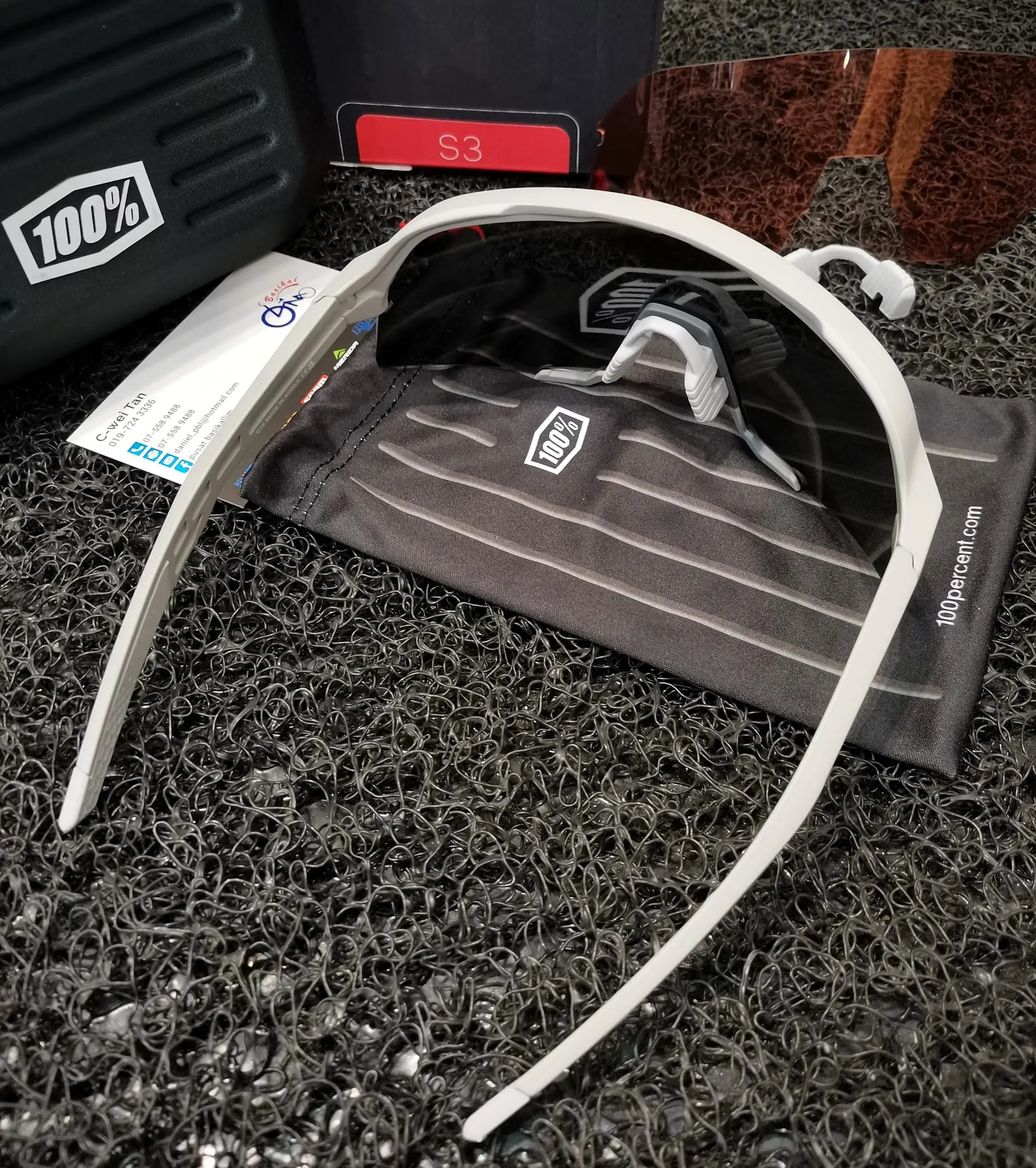 Ride 100% S3 Soft Tact Stone Grey - Hiper Coral Lens
