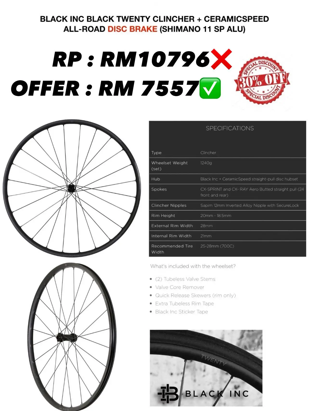 SUPER PROMOTION!! FACTOR FRAME/ BLACK INC WHEELSET