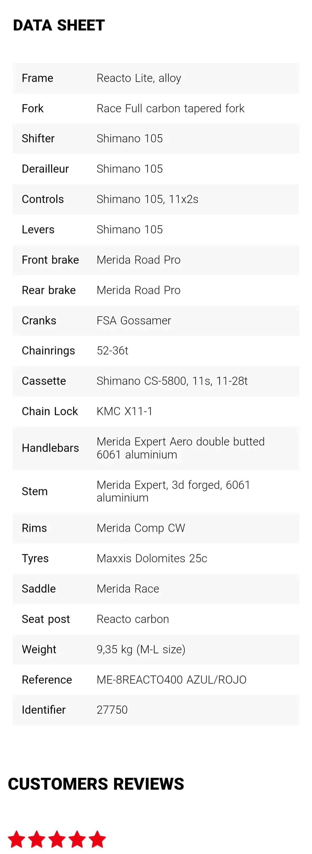 MERIDA REACTO 400 Aero Bike