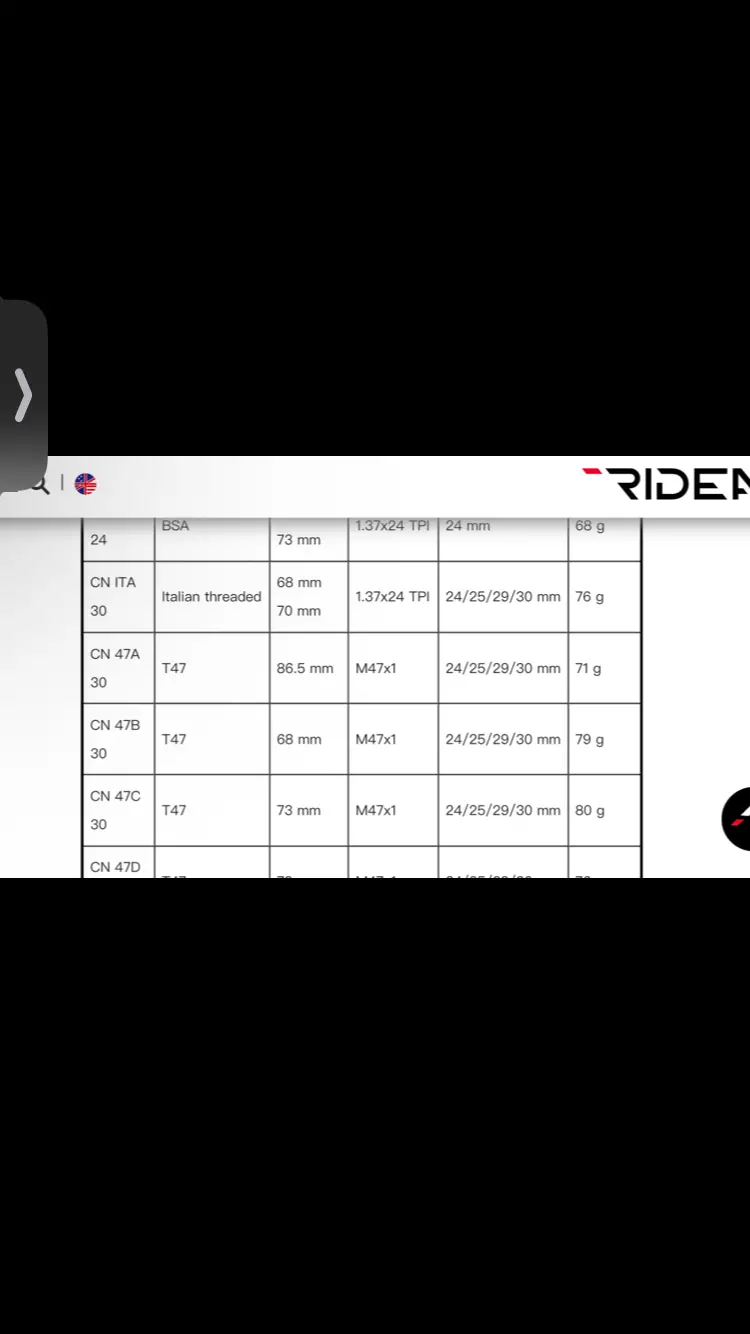 T47A RIDEA Ceramic Bearing Bottom Bracket