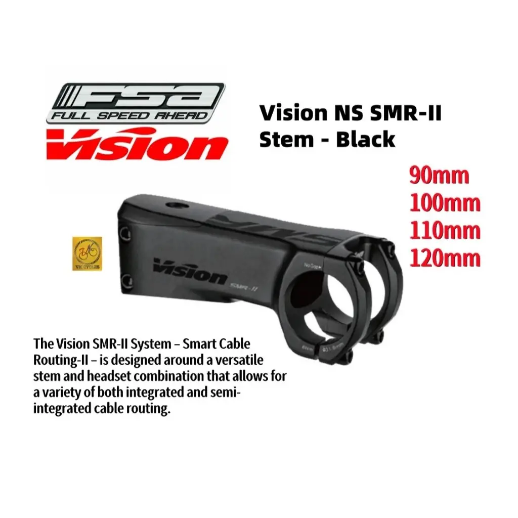 [NEW] Vision NS SMR-II Stem -10° 31.8mm x 90mm 100mm 110mm 120mm - black ROAD, GRAVEL