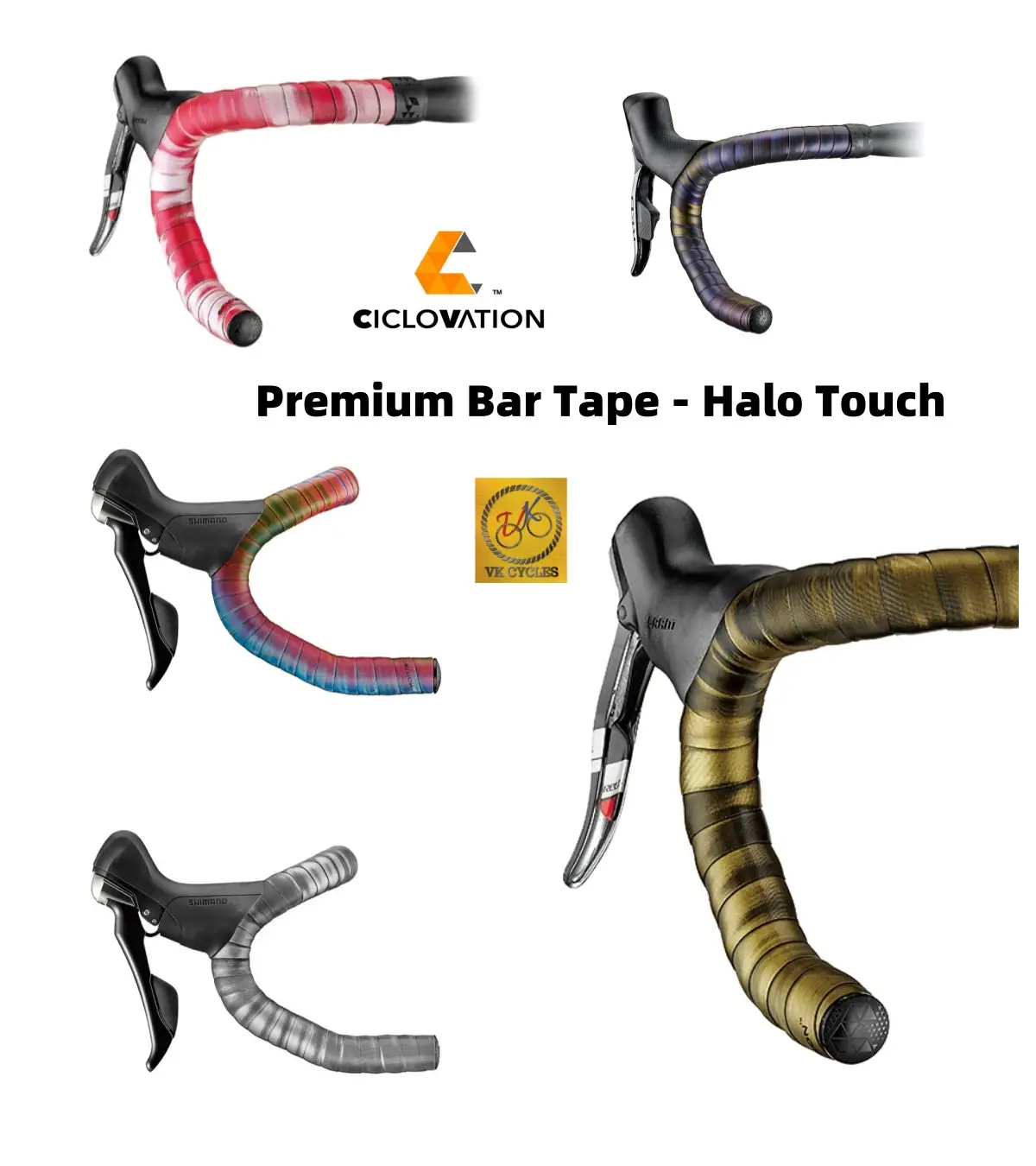 Ciclovation Premium Bar Tape - Halo Touch Blooming red Gold Mine Irradiant Violet Rainbow Storm Cloud
