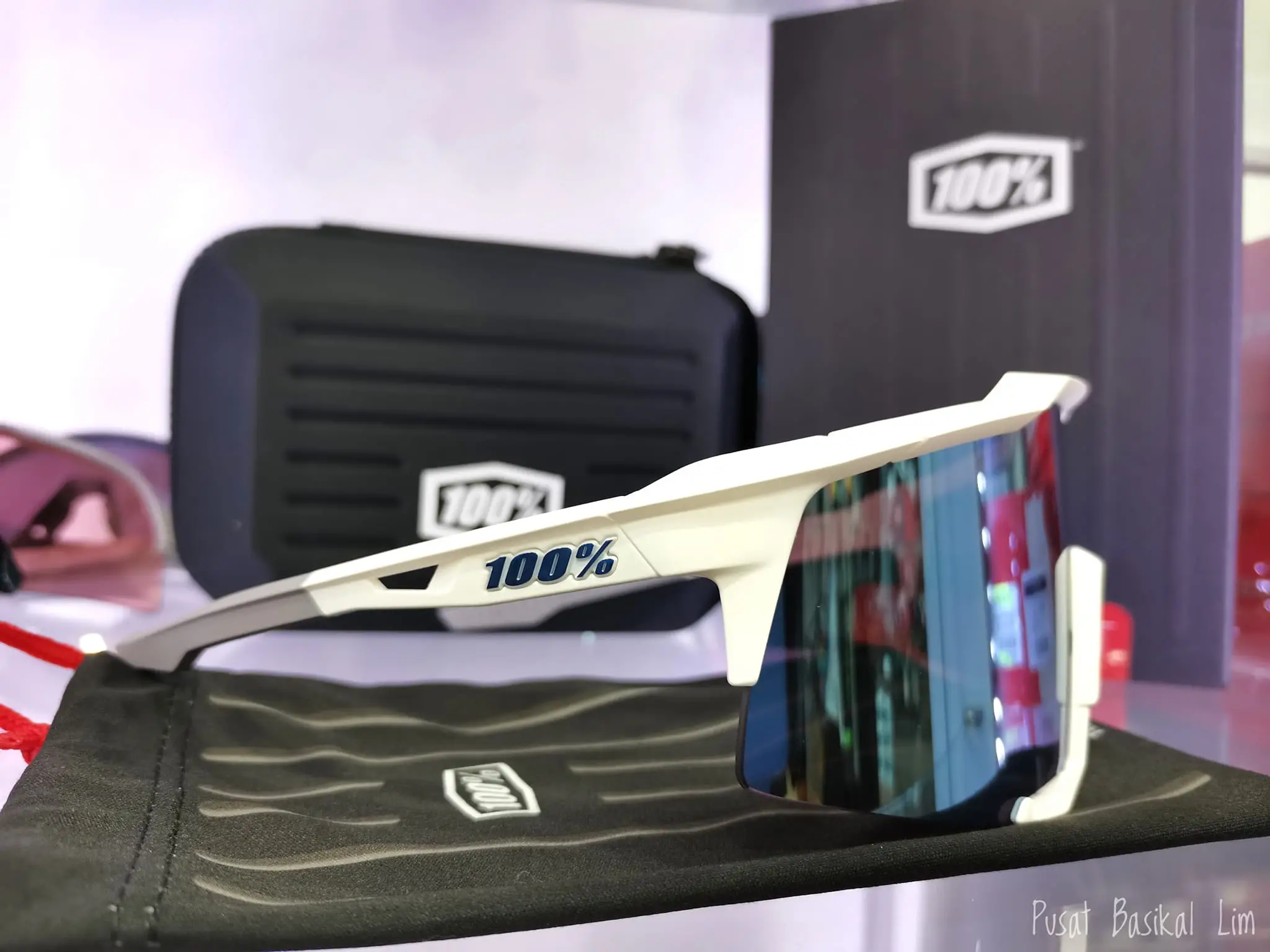 Ride 100 % Speedcraft Matte White - Hiper Blue Multilayer Mirror Lense