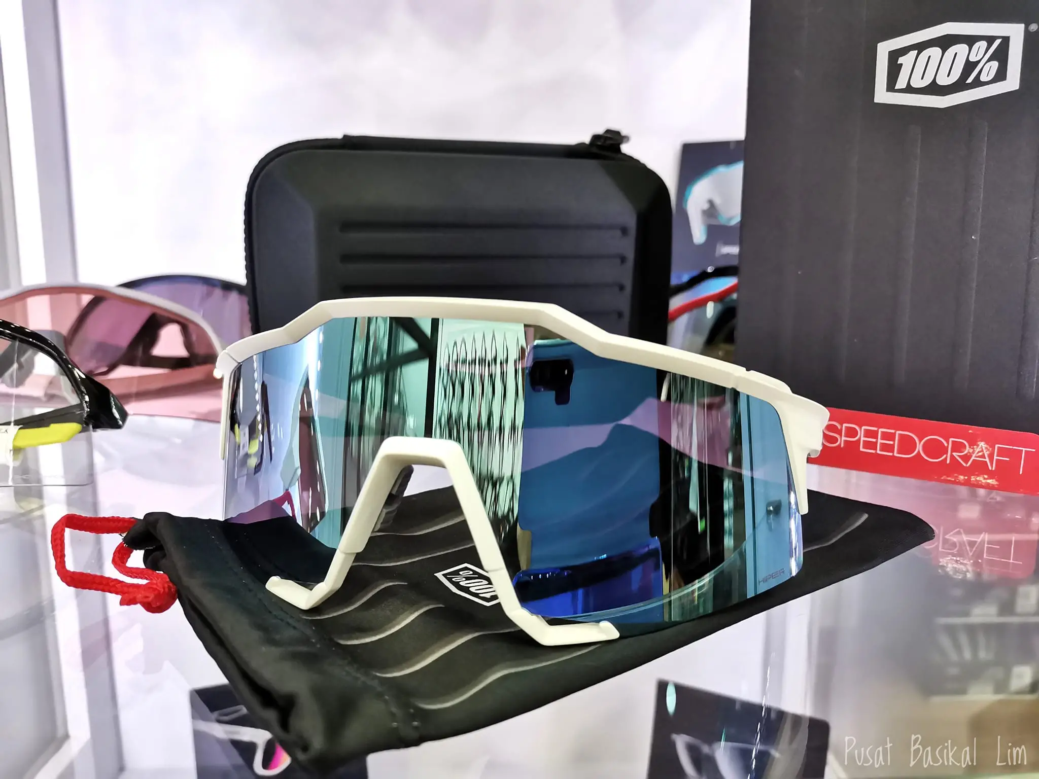 Ride 100 % Speedcraft Matte White - Hiper Blue Multilayer Mirror Lense