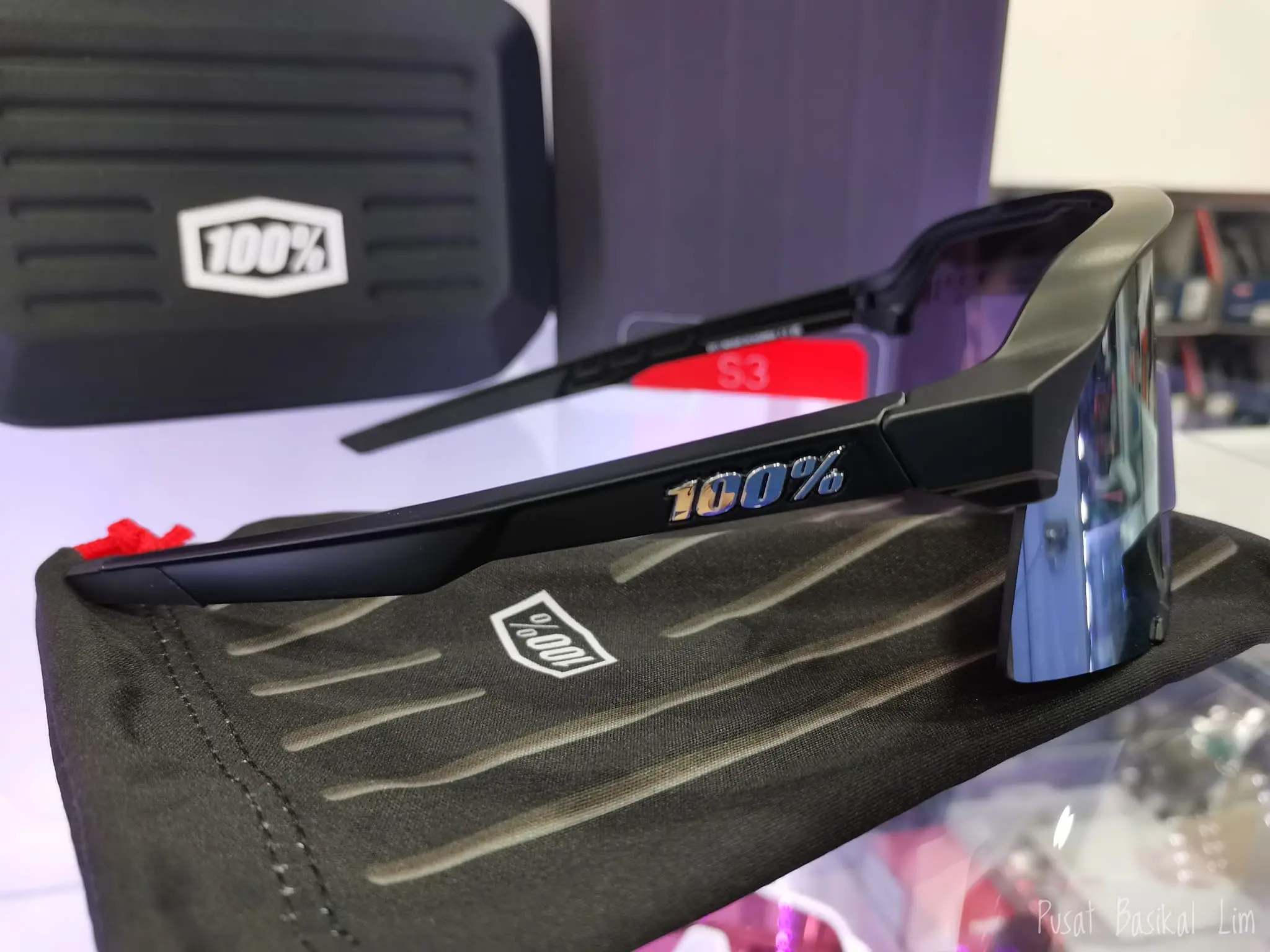 Ride 100% S3 Matte Blk  Hiper Blue Mirror Lens