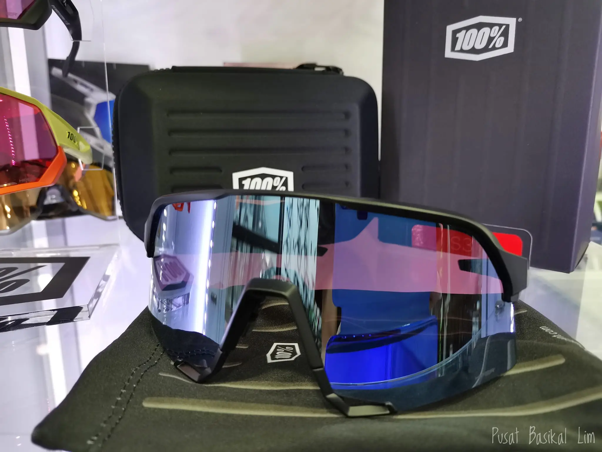 Ride 100% S3 Matte Blk  Hiper Blue Mirror Lens