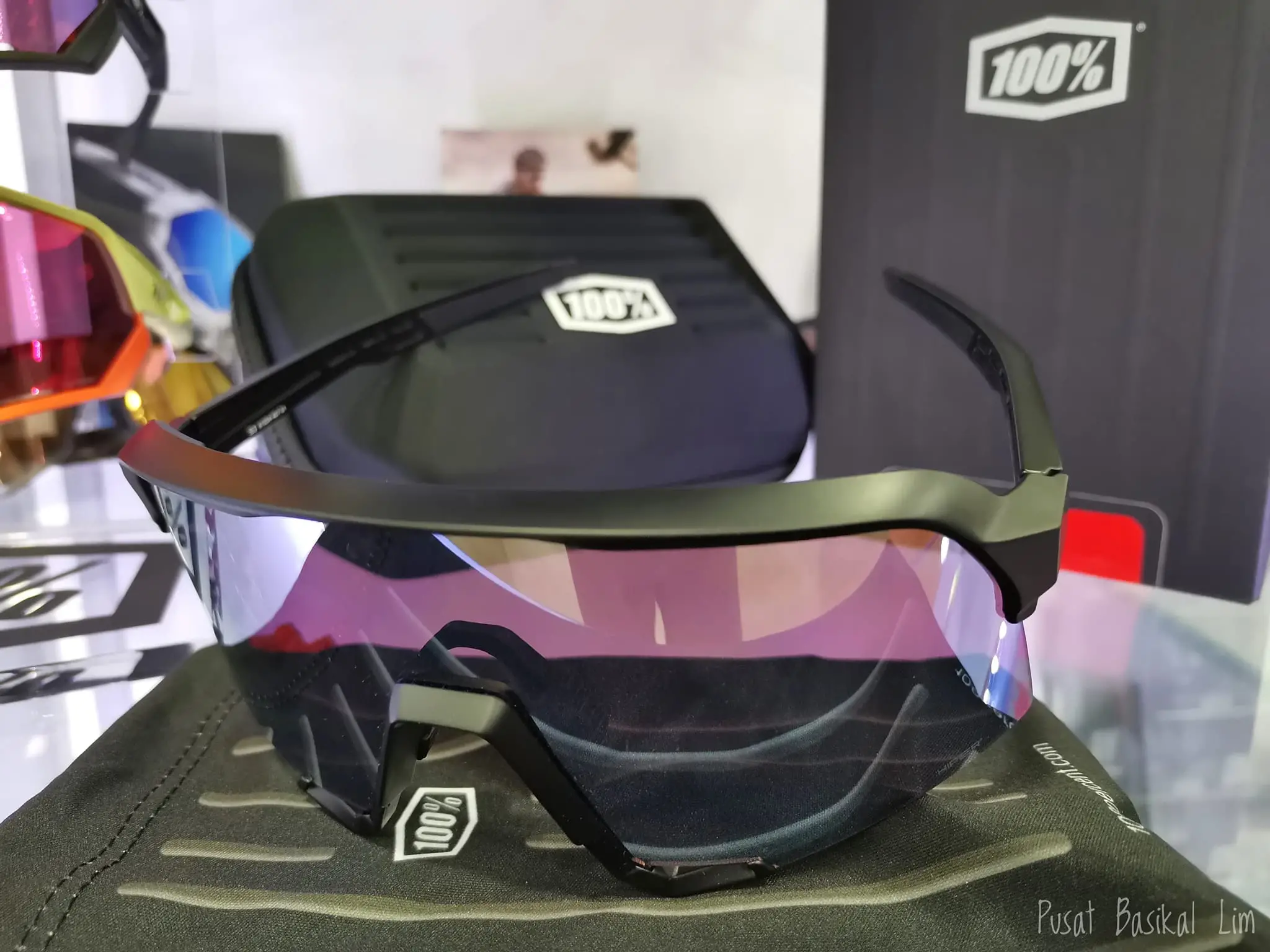 Ride 100% S3 Matte Blk  Hiper Blue Mirror Lens