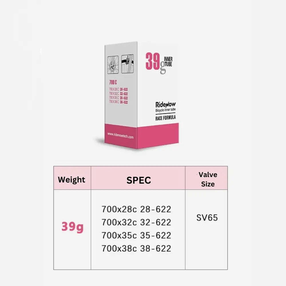 Ridenow 36g Aluminium Valve 65mm 700c Lightweight Innertube