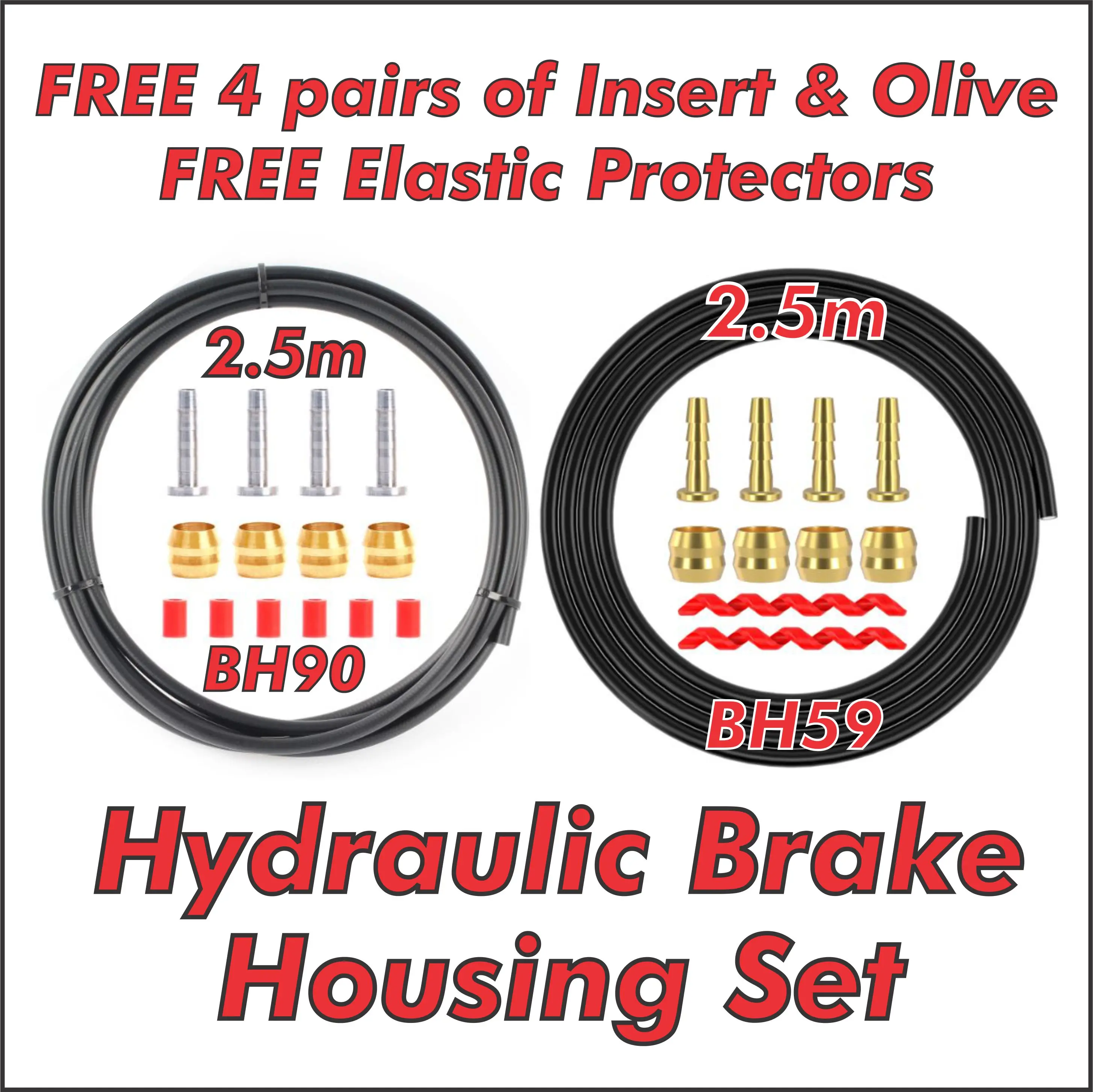 Brake Housing Set For Shimano BH90 BH59 Hydraulic Disc Brake Hose Kit with 4 Pairs of Bushing Olive Needle