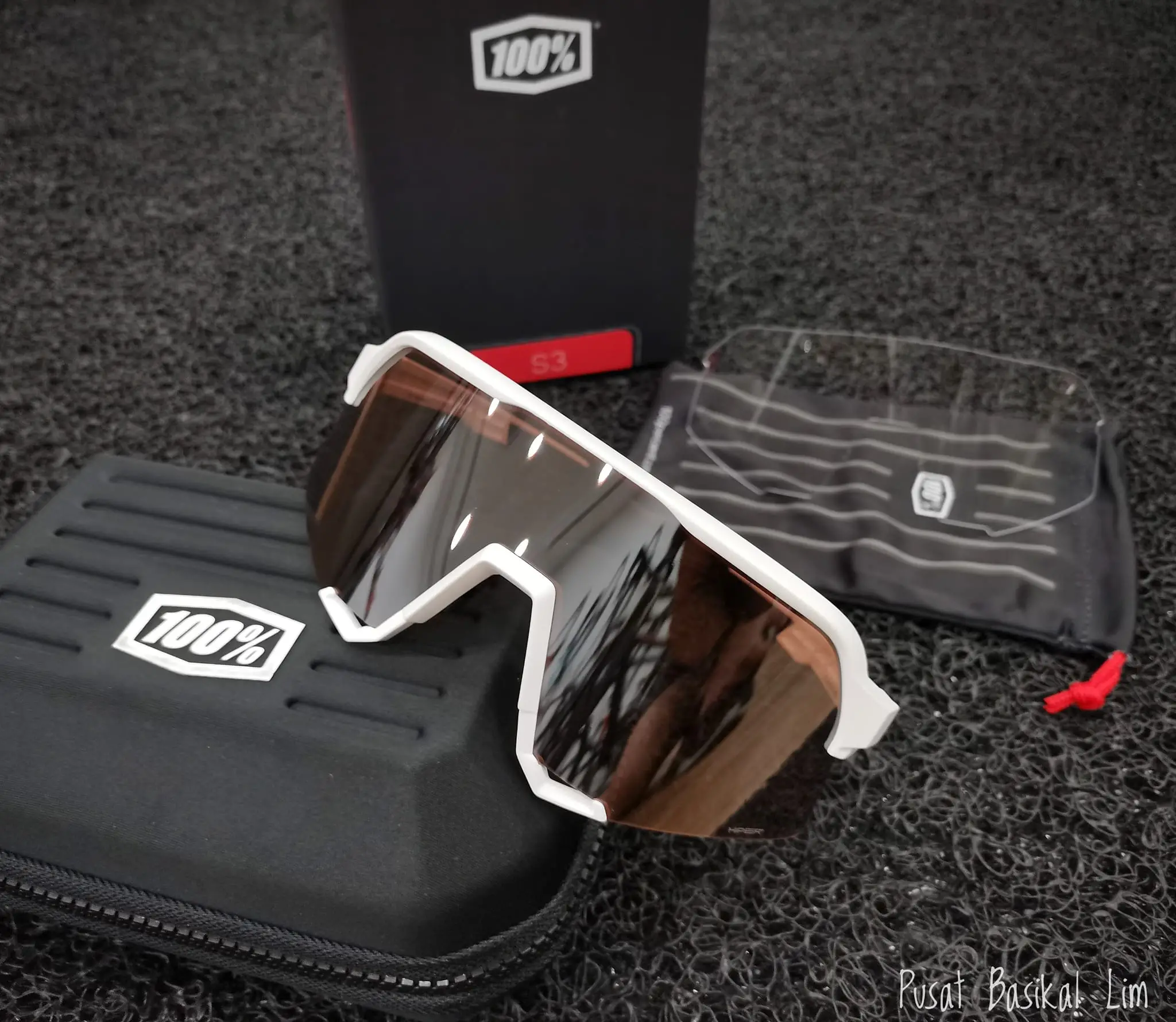 Ride 100% S3 Matte White -  Hiper Silver Mirror Lens