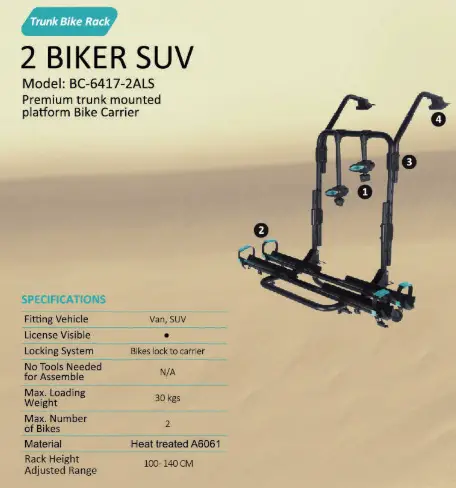 Premium Quality Trunk Mounted Platform 2 Bike Carrier
