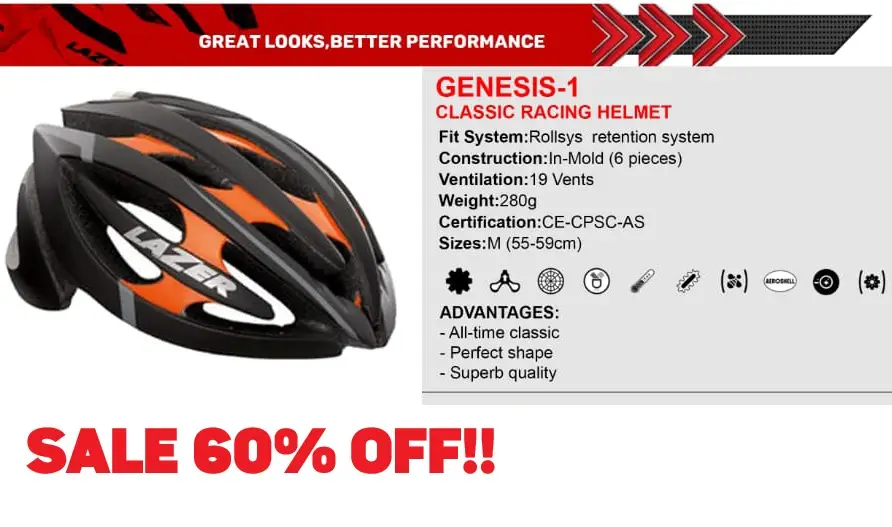 MEGA CLEARANCE SALE 60% OFF Lazer Flash Genesis Helmet M Orange