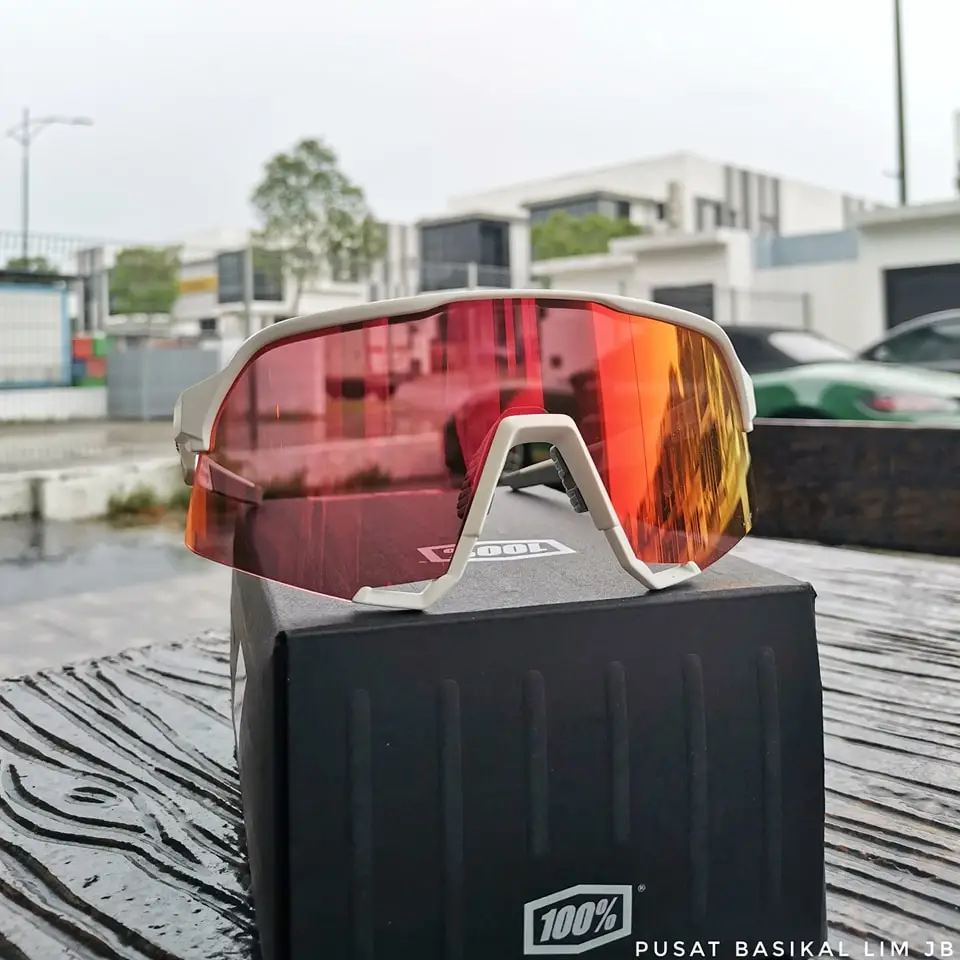 Ride 100% S3 Soft Tact White -  Hiper Red Multilayer Mirror Lens.