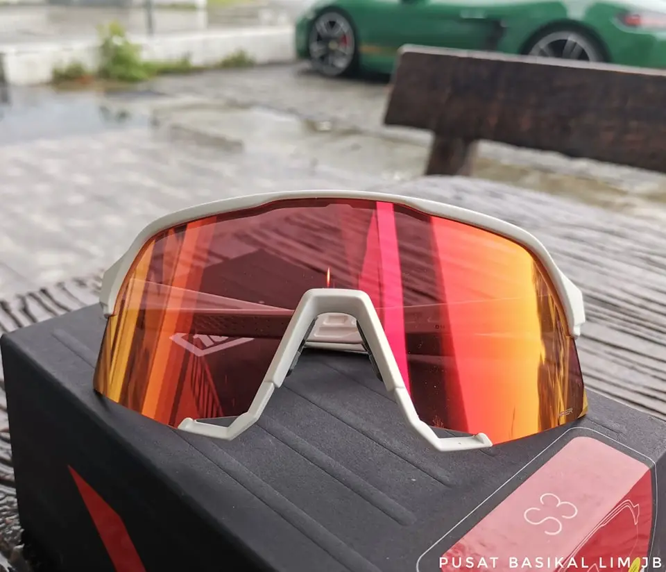 Ride 100% S3 Soft Tact White -  Hiper Red Multilayer Mirror Lens.