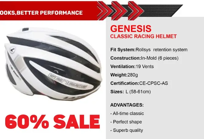 MEGA CLEARANCE SALE 60% OFF Lazer Genesis Helmet L White