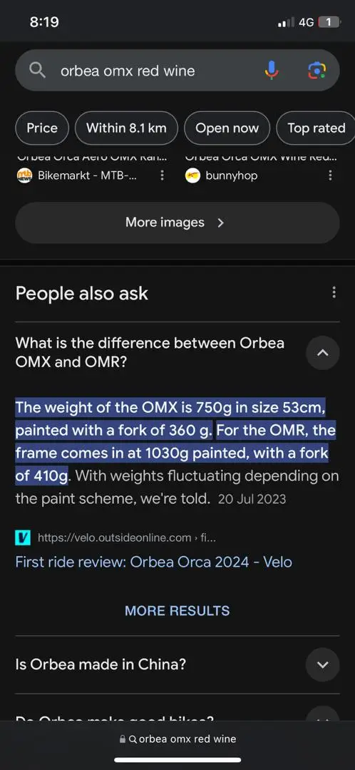ORBEA OMX carbon frameset (flagship)