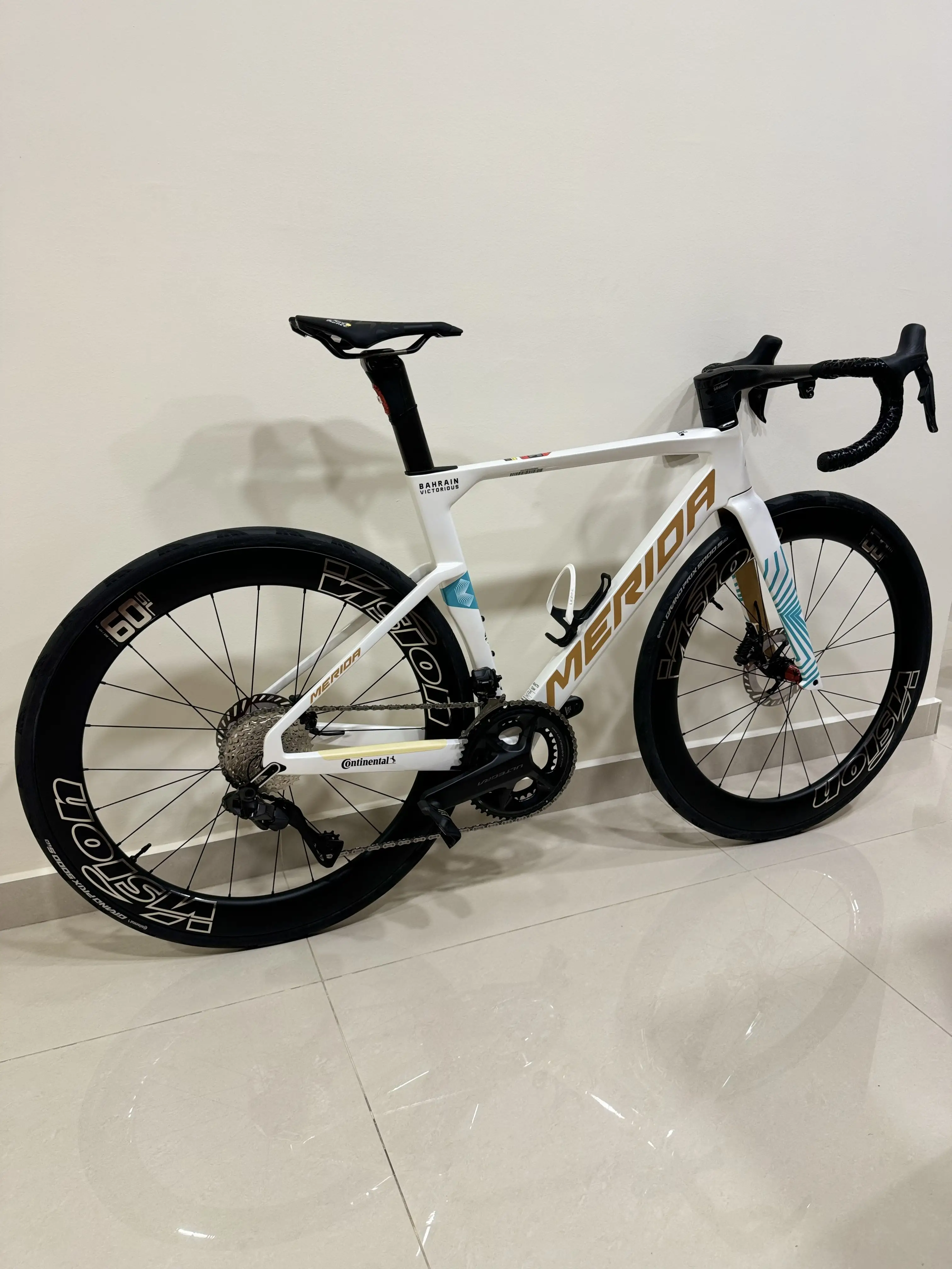 New Merida Reacto Team Pearl Bike 2024 Ultegra di2 Vision Metron SL60 limited edition Vision 5D handlebar Prologo TDF saddle Continental GP5000 tubeless