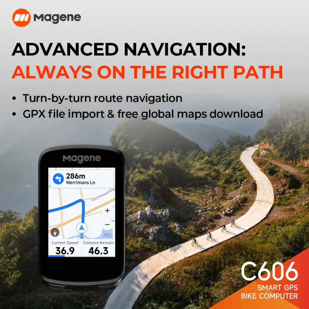 Magene C606 Bike Computer WiFi & Bluetooth Data Transfer Turn-by-turn Navigation, 11 Languages, Smart Notifications
