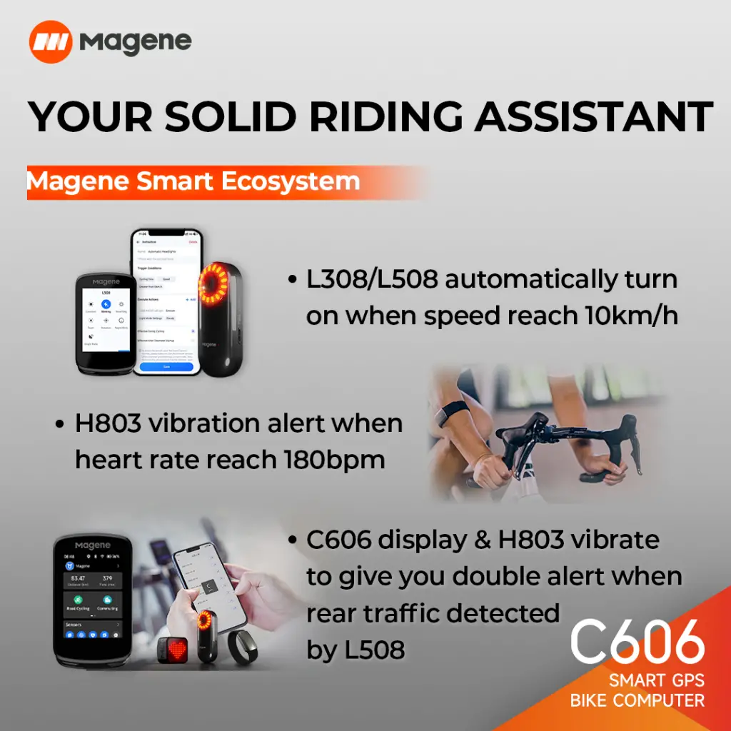 Magene C606 Bike Computer WiFi & Bluetooth Data Transfer Turn-by-turn Navigation, 11 Languages, Smart Notifications