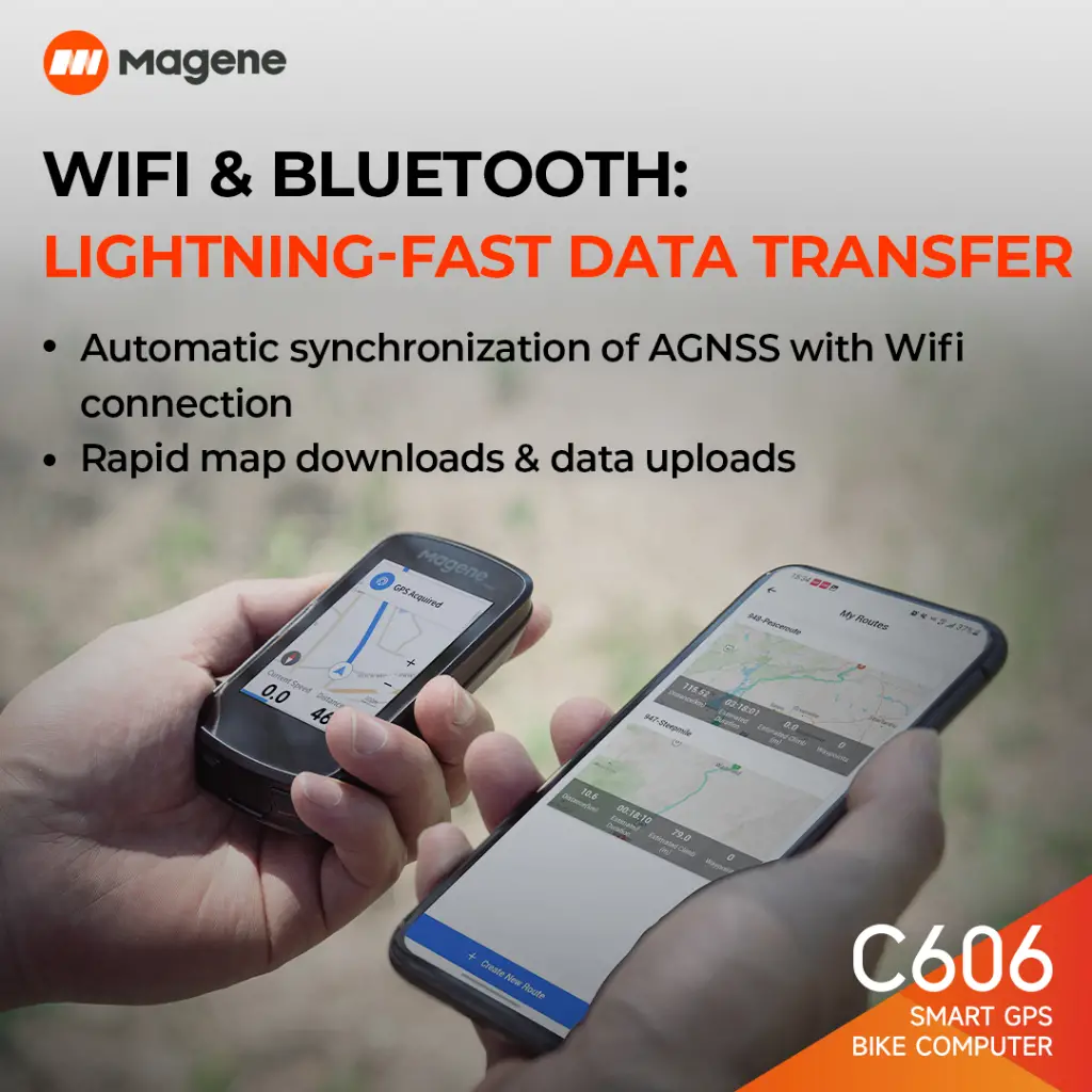 Magene C606 Bike Computer WiFi & Bluetooth Data Transfer Turn-by-turn Navigation, 11 Languages, Smart Notifications