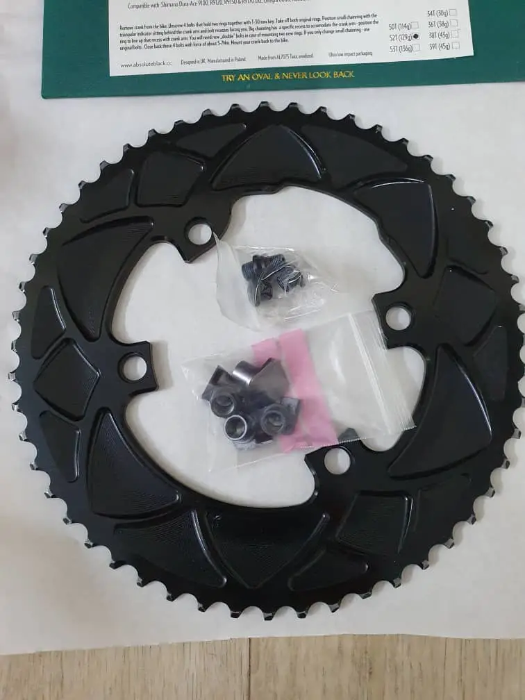 absoluteBLACK Round chainring 52T for Shimano 9100, 8000, 7000 (option 9100 nuts and bolts available)