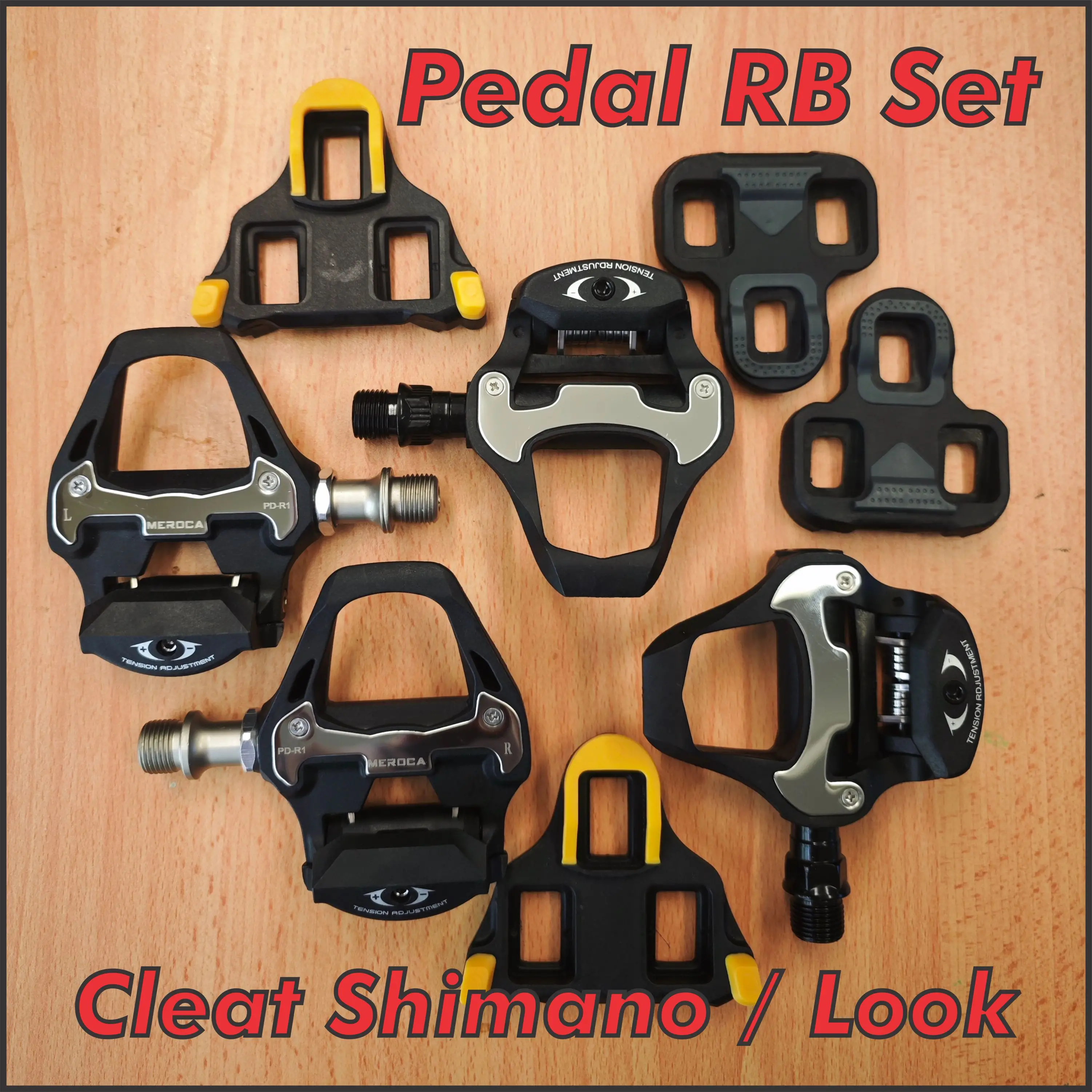 Clipless Pedal Road Bike Paddle Look Pedal with Cleat Cycling RB Basikal Racework RB Pedal Basikal
