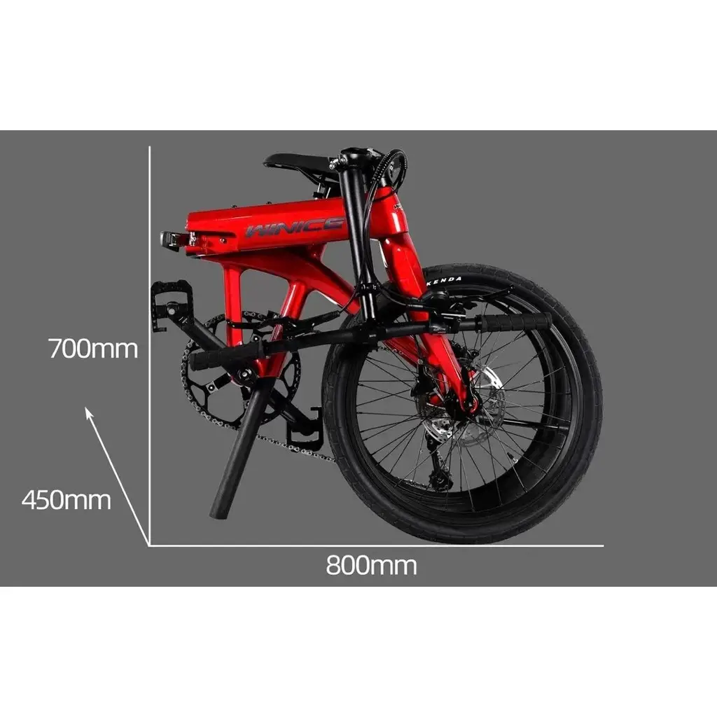 WINICE Carbon Folding Bike 20" Shimano Tiagra 10s T800 Frame Hydraulic Brake Lightweight Foldable Bicycle 9.7kg