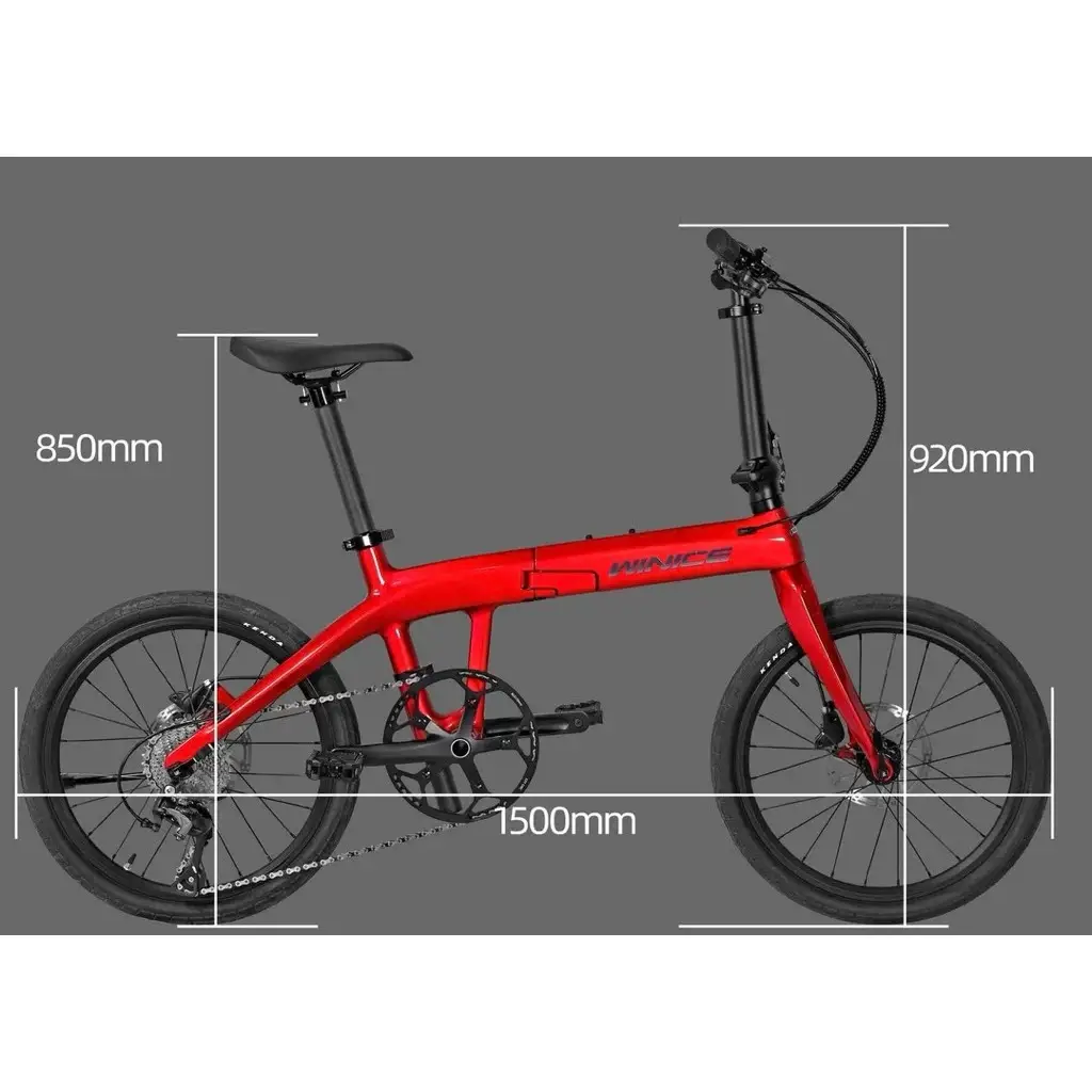 WINICE Carbon Folding Bike 20" Shimano Tiagra 10s T800 Frame Hydraulic Brake Lightweight Foldable Bicycle 9.7kg