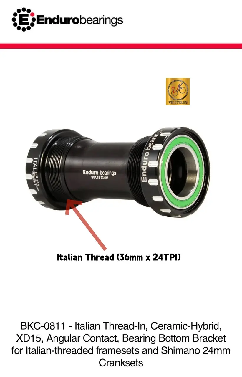 ENDURO XD-15 Pro Bottom Bracket Italian Thread 36mm to 24mm for All Shimano Crankset BKC-0811 BKC0811 EN-BKC0811