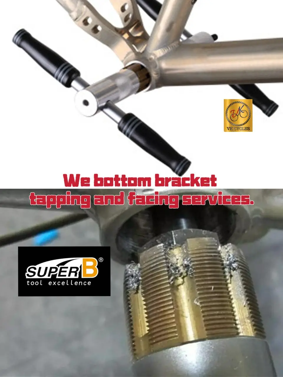 SUPER B TB-98150 Bottom bracket tapping & facing set (1.370"x24TP1) for English tap SUPERB