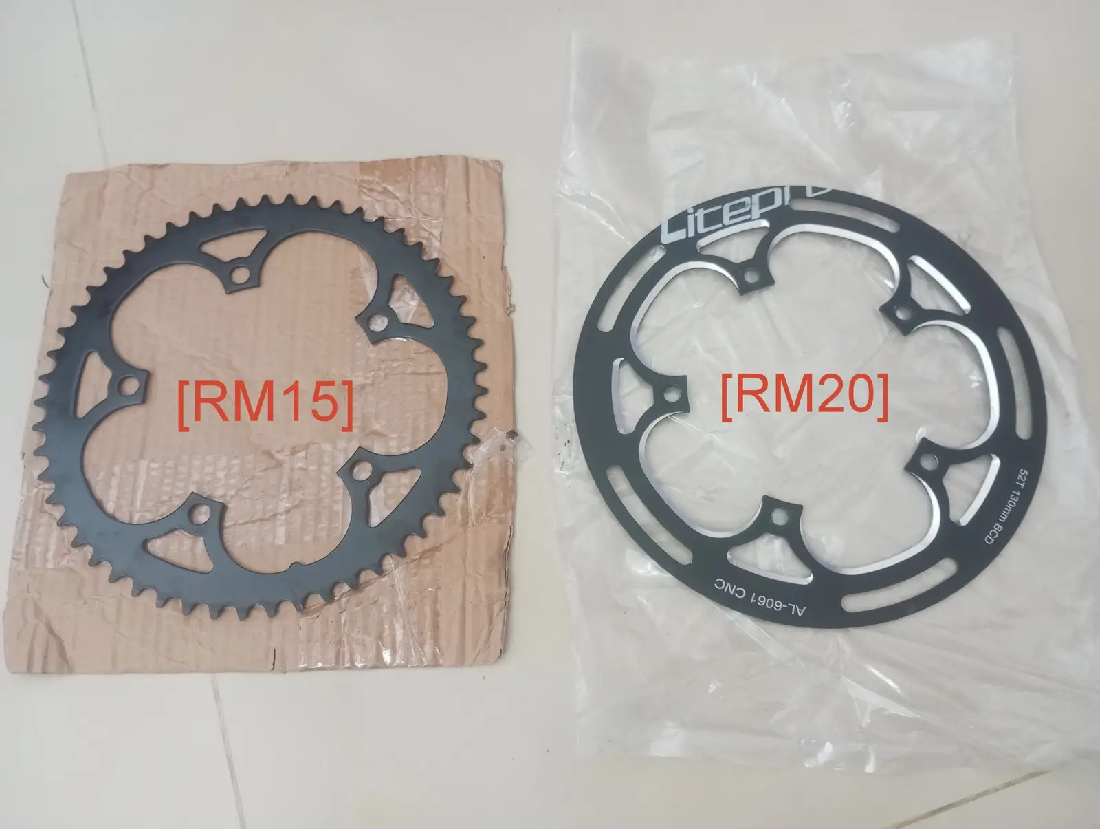 [99% New] Litepro Alloy BCD130 chain guard [RM20] / [99% New] Chainring 53T BCD130 Steel [RM15]