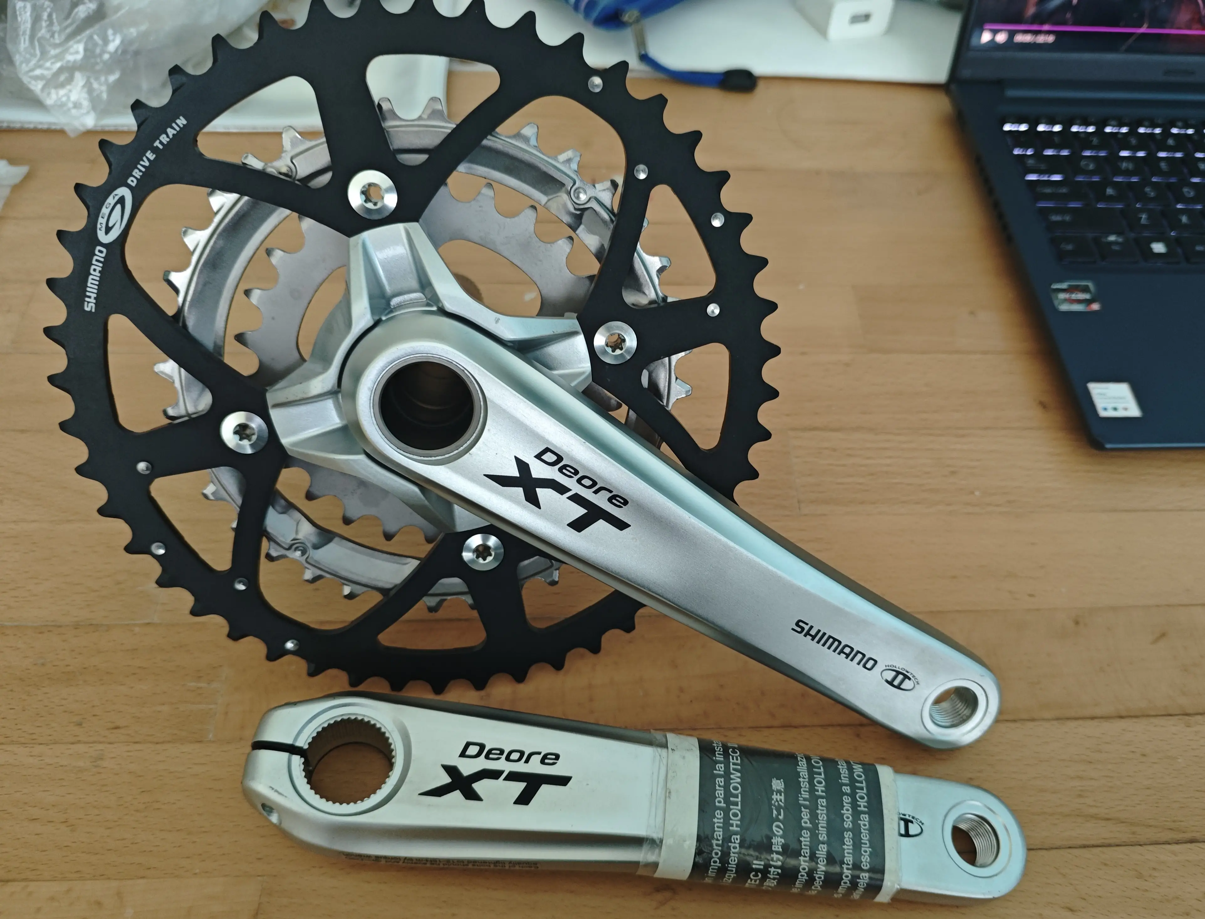 Shimano Deore XT M771 Hollowtech 2 Triple Crank 48T 36T 26T 175mm