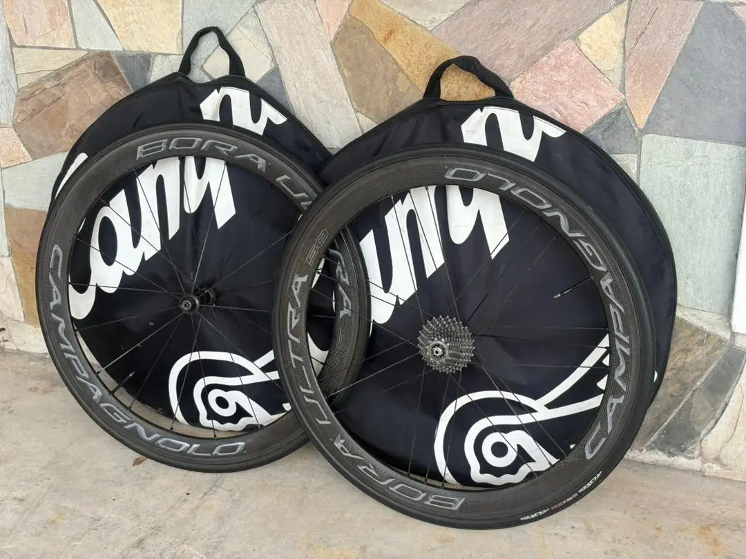 Campagnolo Bora Ultra 50 (Tubular) with Ultegra Cassette & 25c tires (USED)
