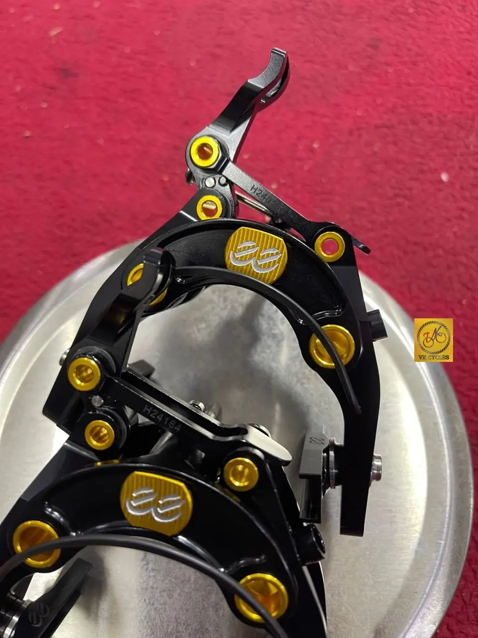 [Genuine] eeBrakes JPS Limited Edition Brompton Caliper Front Rear Titanium Ultra Light Black Gold - 179g