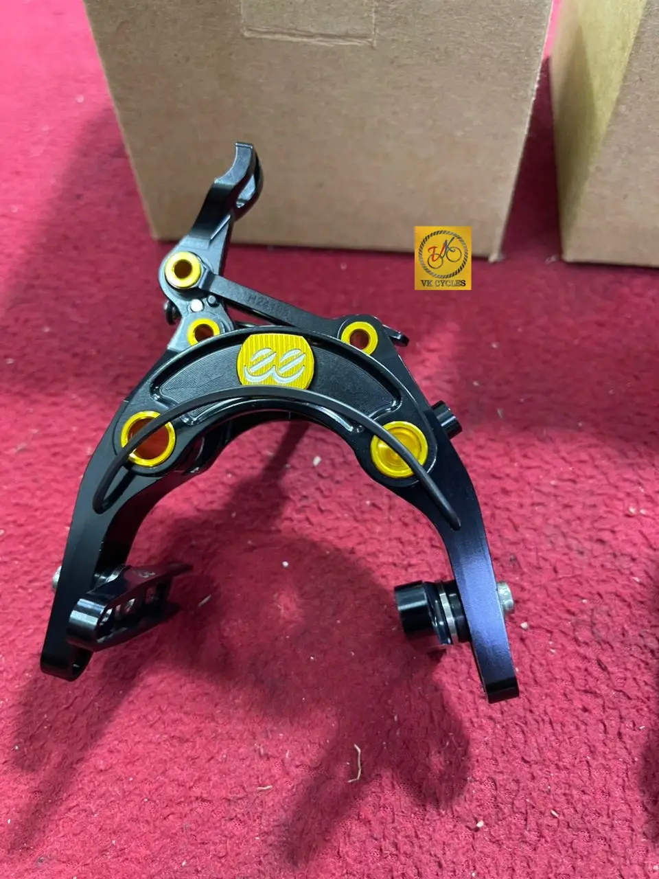 [Genuine] eeBrakes JPS Limited Edition Brompton Caliper Front Rear Titanium Ultra Light Black Gold - 179g