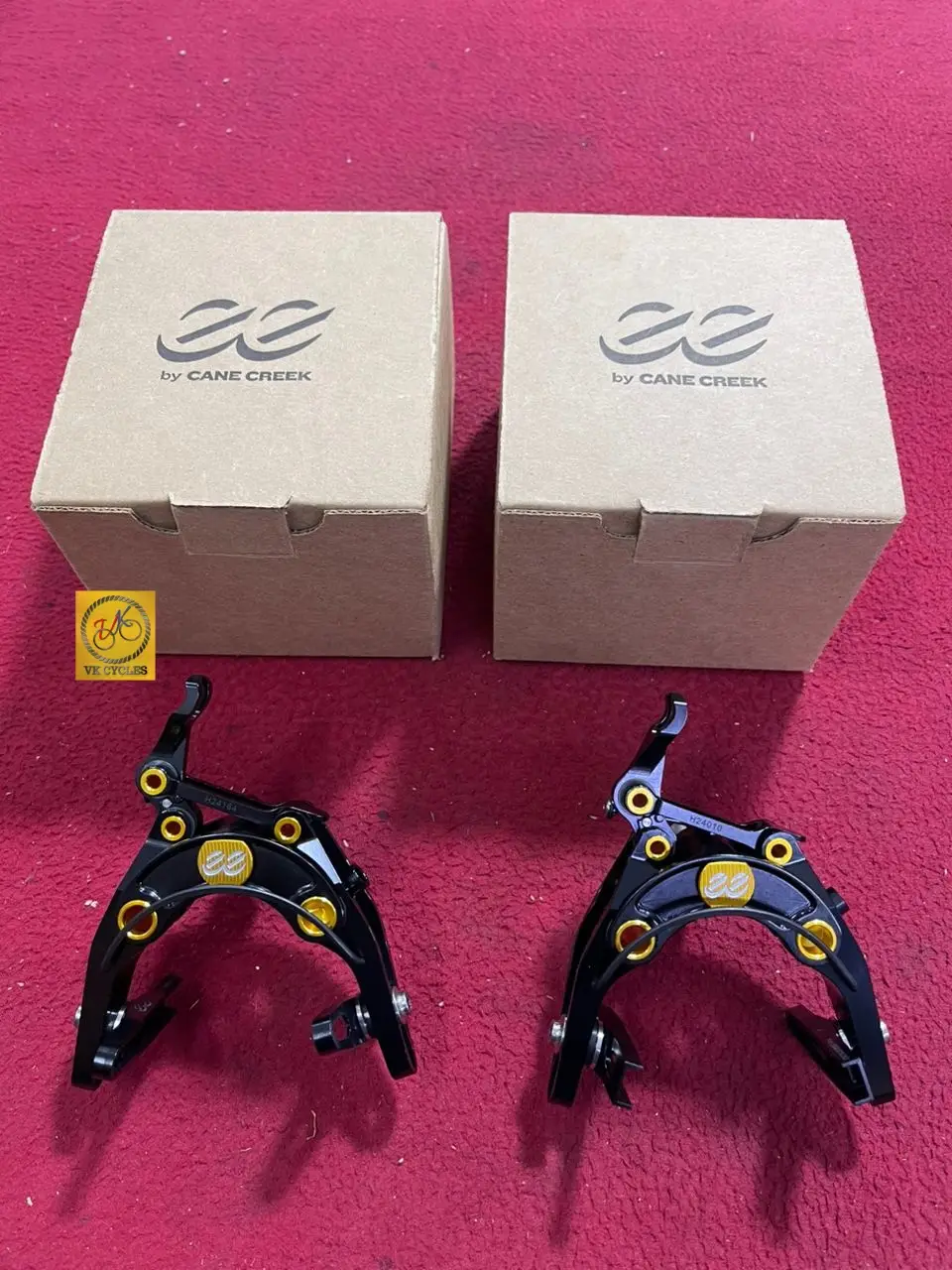 [Genuine] eeBrakes JPS Limited Edition Brompton Caliper Front Rear Titanium Ultra Light Black Gold - 179g