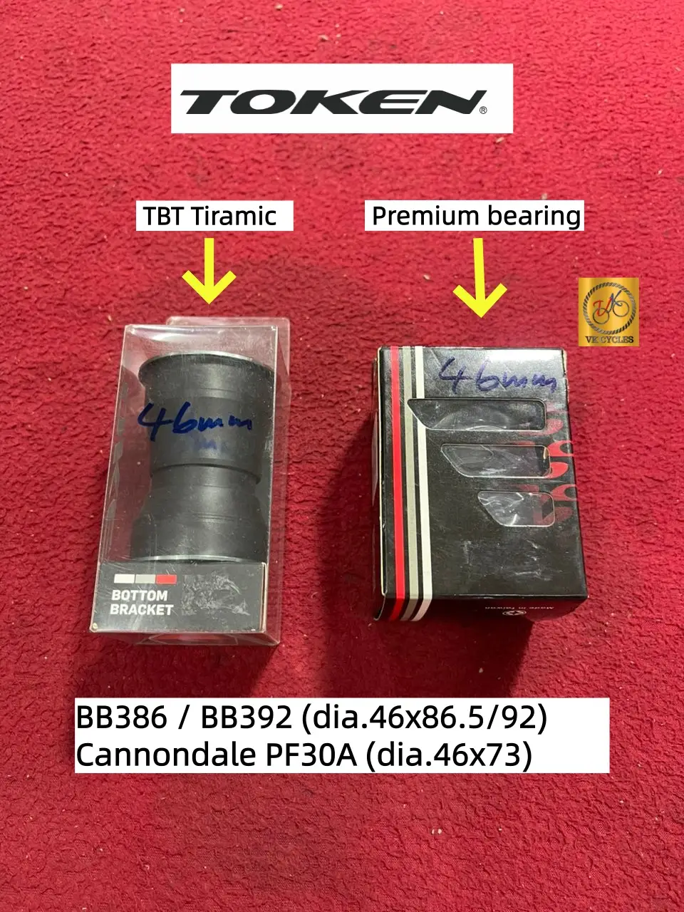 [Taiwan] TOKEN BOTTOM BRACKET PF30 BB386 / BB392 (Ø46 × 86.5 / 92mm) Cannondale PF30A (Ø46 × 73mm) Premium & TBT Tiramic