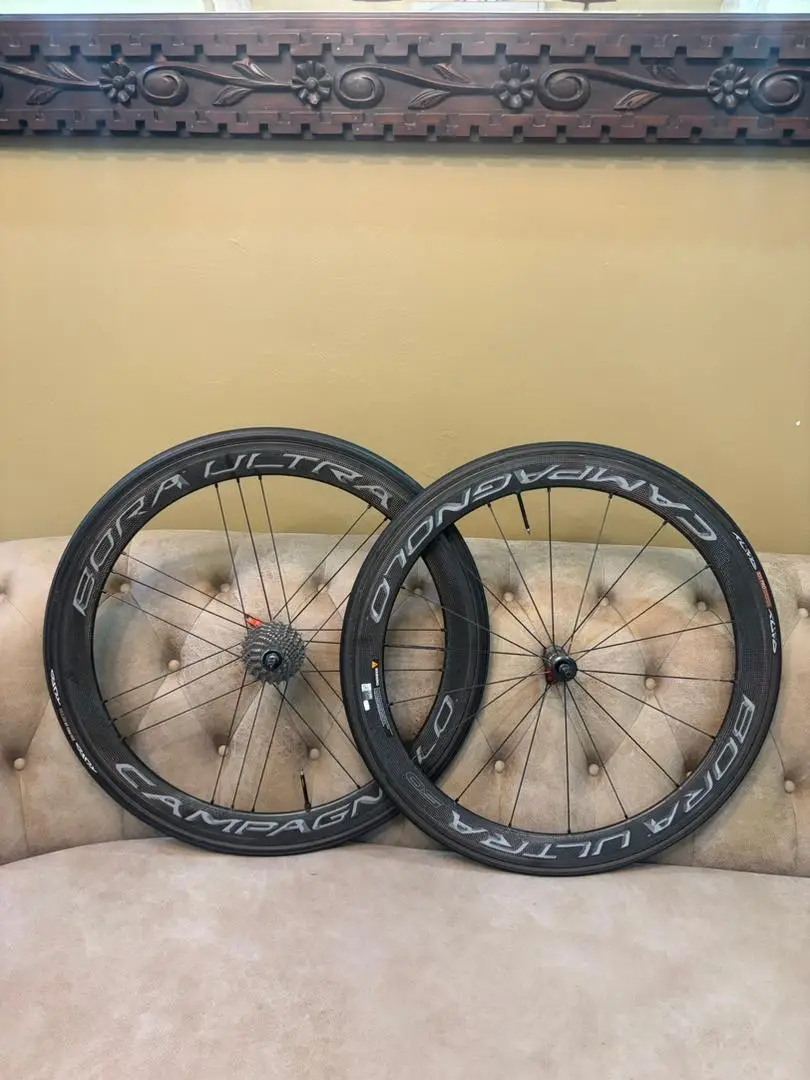 Campagnolo Bora Ultra 50 (Tubular) with Ultegra Cassette & 25c tires (USED)