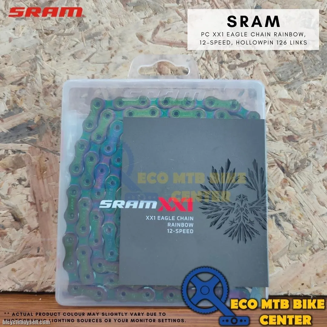 SRAM PC XX1 EAGLE CHAIN RAINBOW, 12-SPEED, HOLLOWPIN 126 LINKS