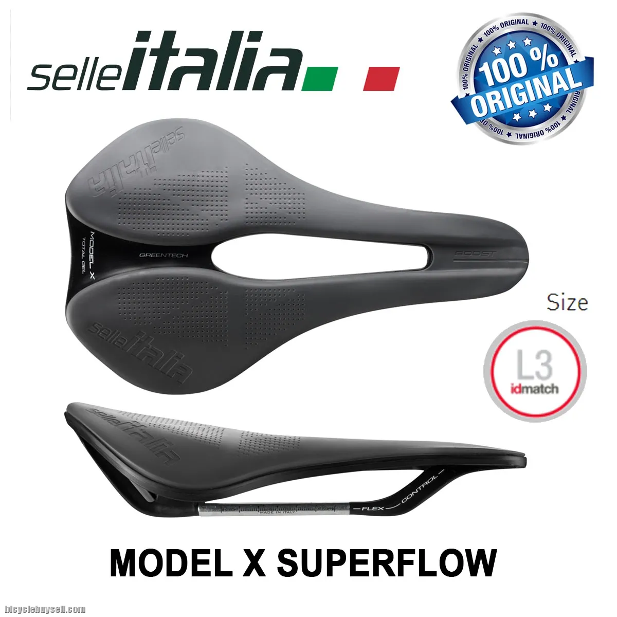 Selle Italia Model X Superflow Power Saddle Road Racing Roadbike  FeC Alloy Rail - L3 Geometry