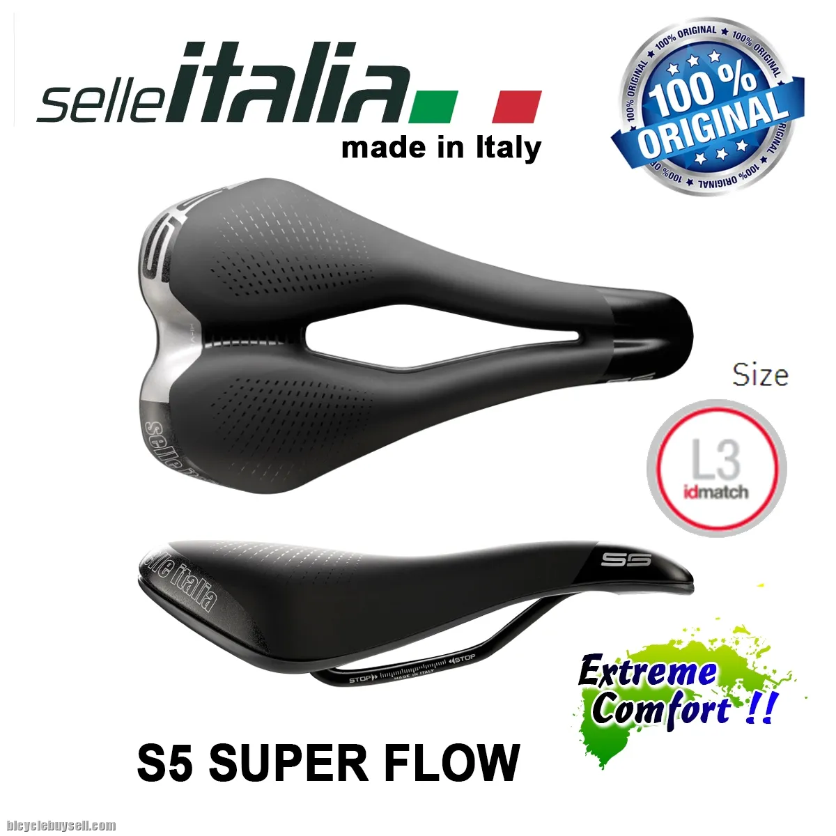 Selle Italia S5 Superflow Comfort Touring Saddle Road Roadbike MTB Long Ride Alloy Rail L3 Geometry
