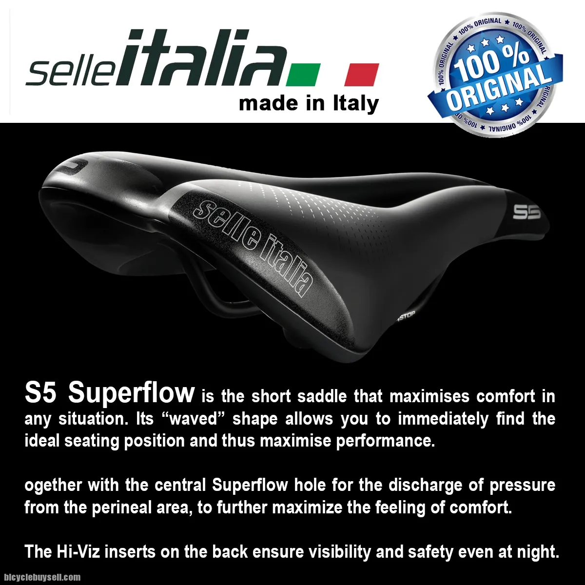Selle Italia S5 Superflow Comfort Touring Saddle Road Roadbike MTB Long Ride Alloy Rail L3 Geometry