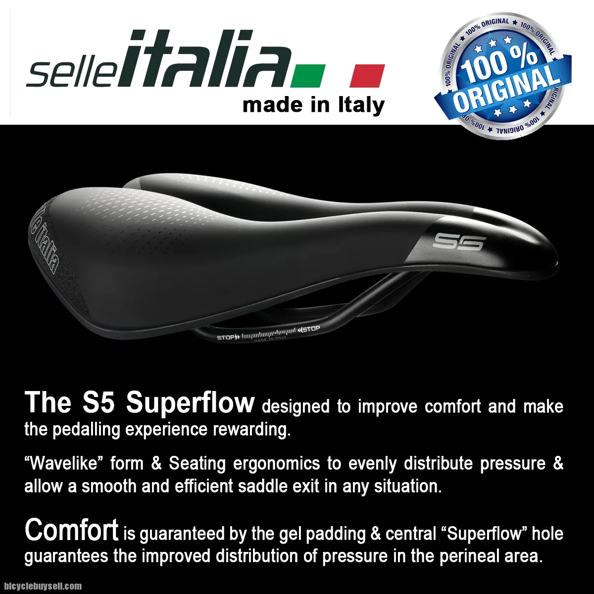 Selle Italia S5 Superflow Comfort Touring Saddle Road Roadbike MTB Long Ride Alloy Rail L3 Geometry