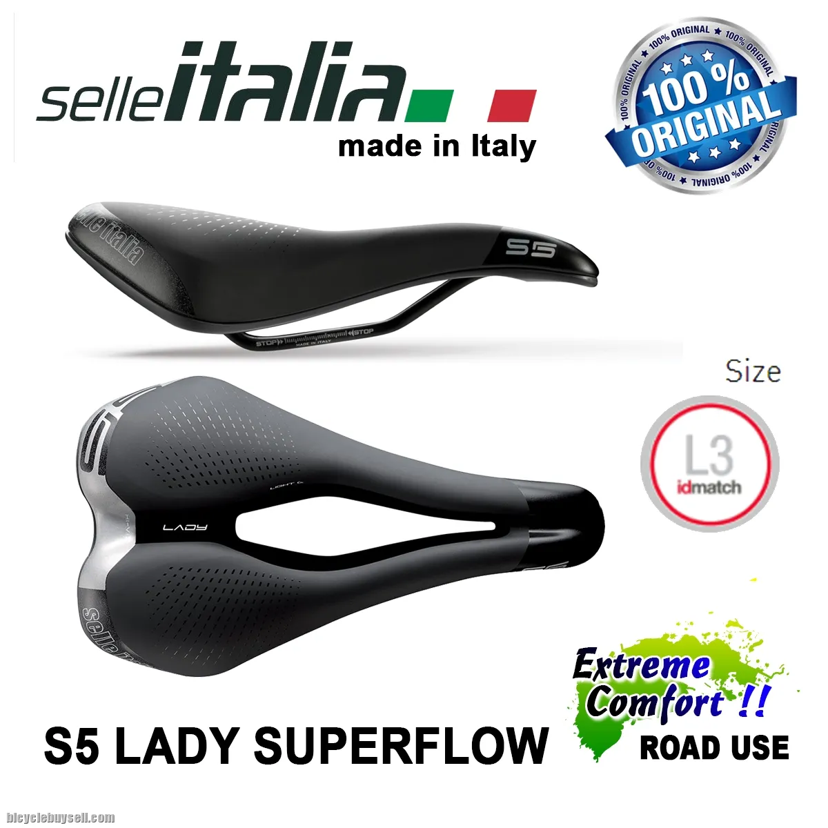 Selle Italia S5 Lady Superflow Comfort Road Touring Women Saddle Roadbike MTB Long Ride Alloy Rail