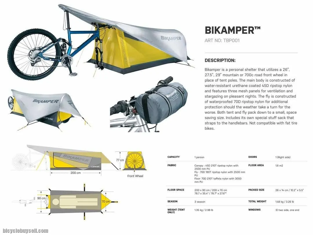 TOPEAK BIKAMPER Touring Bike Camping Tent MTB Roadbike Cycling Khemah Single Travel Waterproof