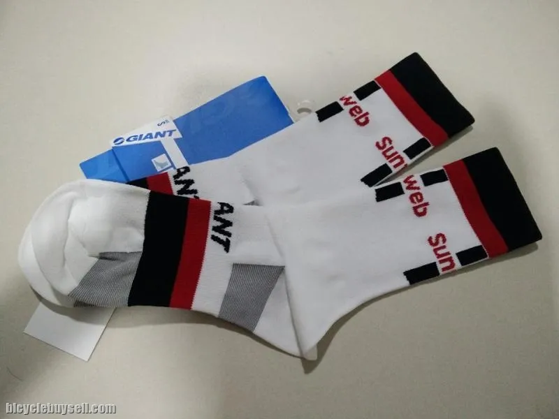 TEAM GIANT SUNWEB CYCLING SOCKS 8 INCH WHITE - MADE IN KOREA FOR MEN